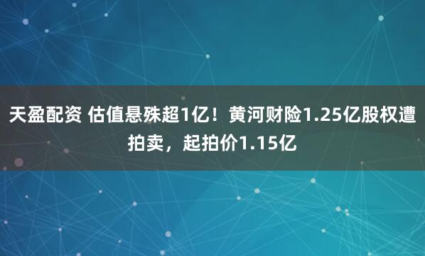 天盈配资 估值悬殊超1亿！黄河财险1.25亿股权遭拍卖，起拍价1.15亿
